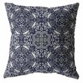 Homeroots 16 in. Navy Boho Indoor & Outdoor Zippered Throw Pillow 412697